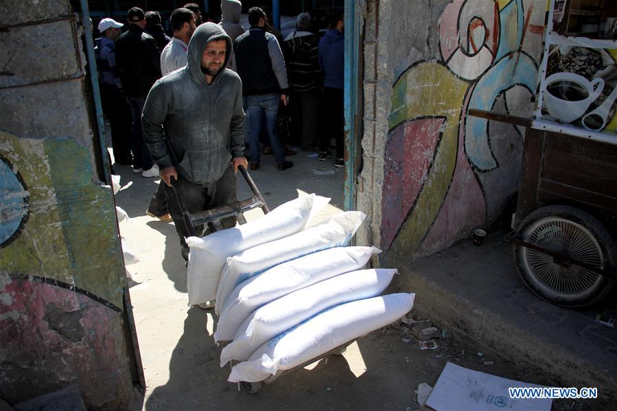 MIDEAST-GAZA CITY-UNRWA-FOOD-DISTRIBUTION