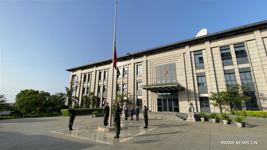 COTE D'IVOIRE-ABIDJAN-COVID-19-CHINESE EMBASSY-NATIONAL FLAG-HALF-MAST