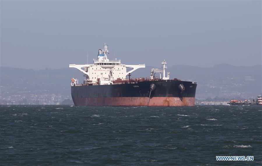 over 30 oil tankers carrying crude oil parked between long beach