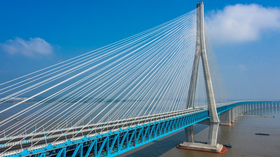 Road Rail Cable Stayed Bridge With Worlds Longest Span Opens To Traffic Xinhua Englishnewscn 