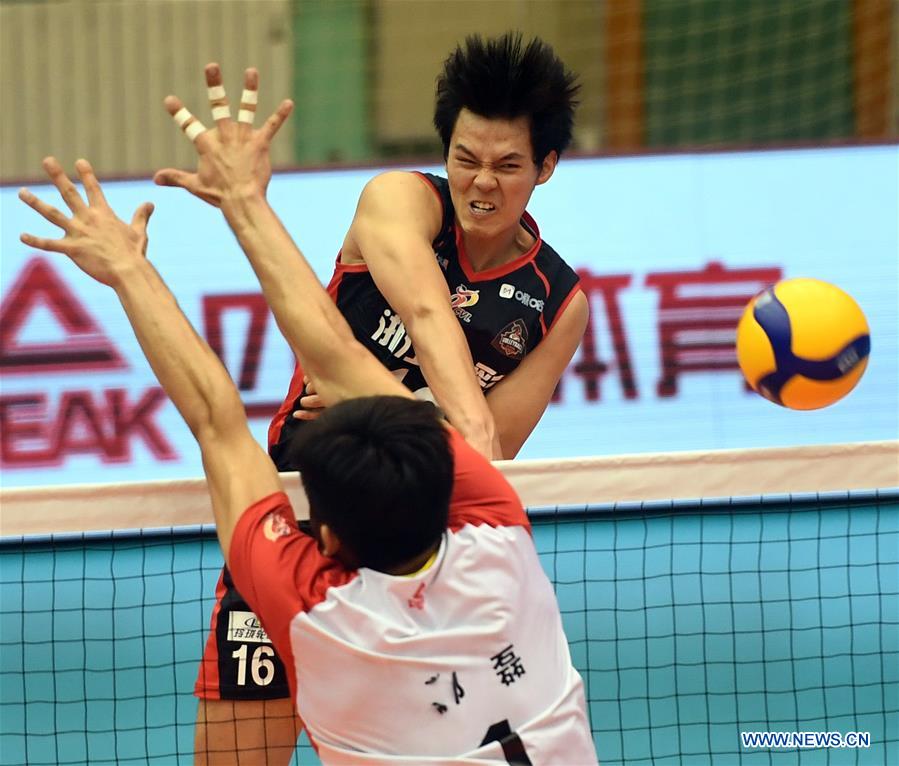 (SP)CHINA-HEBEI-QINHUANGDAO-VOLLEYBALL-CHINESE MEN'S VOLLEYBALL LEAGUE-ZHEJIANG VS SHANDONG (CN)