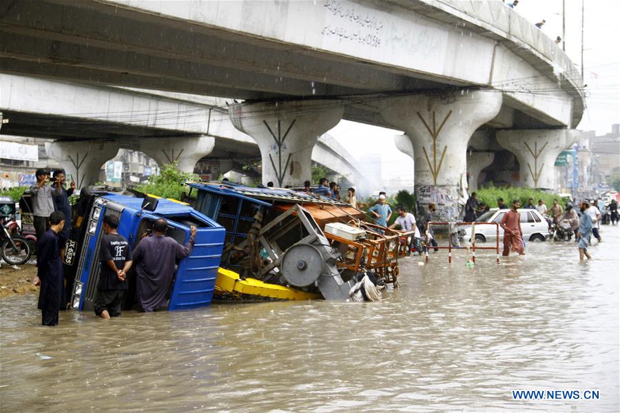 PAKISTAN-KARACHI-MONSOON-RAIN-FLOOD-EMERGENCY