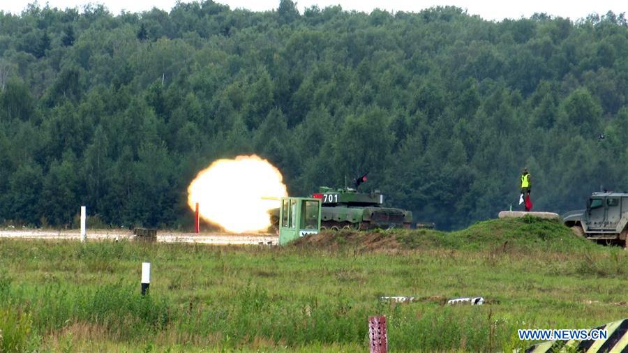 RUSSIA-MOSCOW-INTERNATIONAL ARMY GAMES-TANK BIATHLON-CHINESE TEAM-SEMI-FINAL 