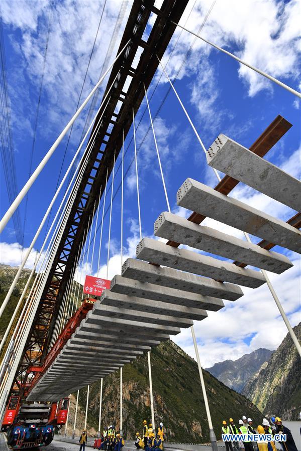 CHINA-TIBET-GYACA COUNTY-LHASA-NYINGCHI RAILWAY-BRIDGE-TRACK LAYING (CN)