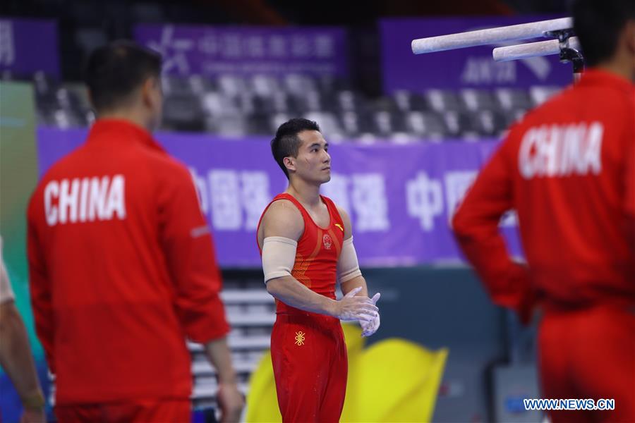 (SP)CHINA-ZHAOQING-GYMNASTICS-CHINESE NATIONAL CHAMPIONSHIPS-TRANING (CN)