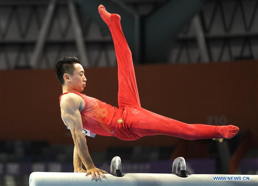 (SP)CHINA-GUANGDONG-ZHAOQING-ARTISTIC GYMNASTICS-CHINESE NATIONAL CHAMPIONSHIPS-POMMEL HORSE FINAL-MEN(CN)