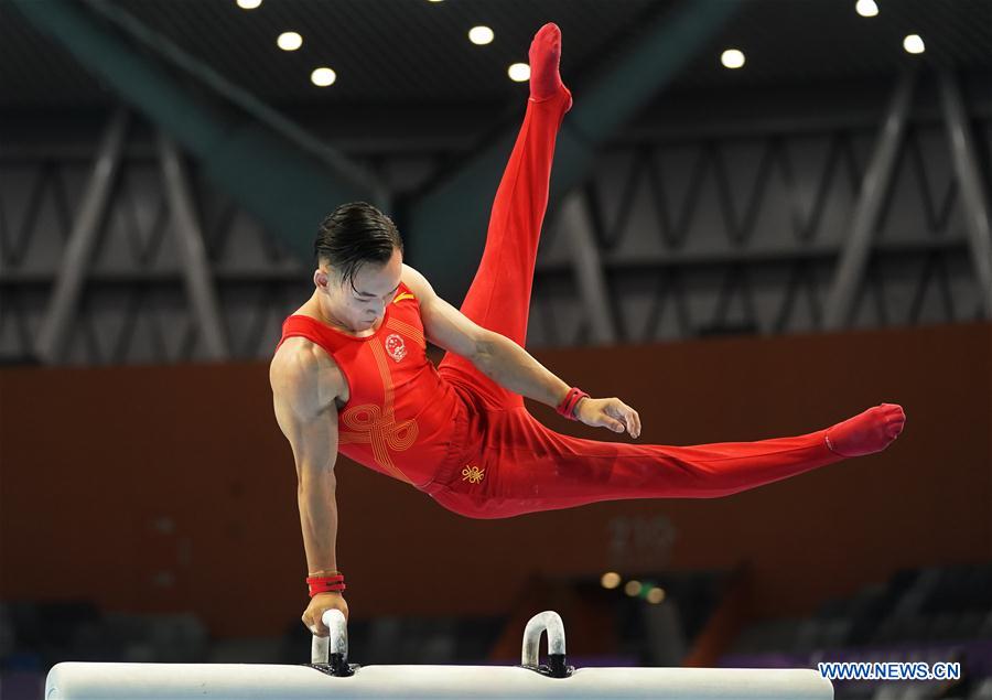 (SP)CHINA-GUANGDONG-ZHAOQING-ARTISTIC GYMNASTICS-CHINESE NATIONAL CHAMPIONSHIPS-POMMEL HORSE FINAL-MEN(CN)