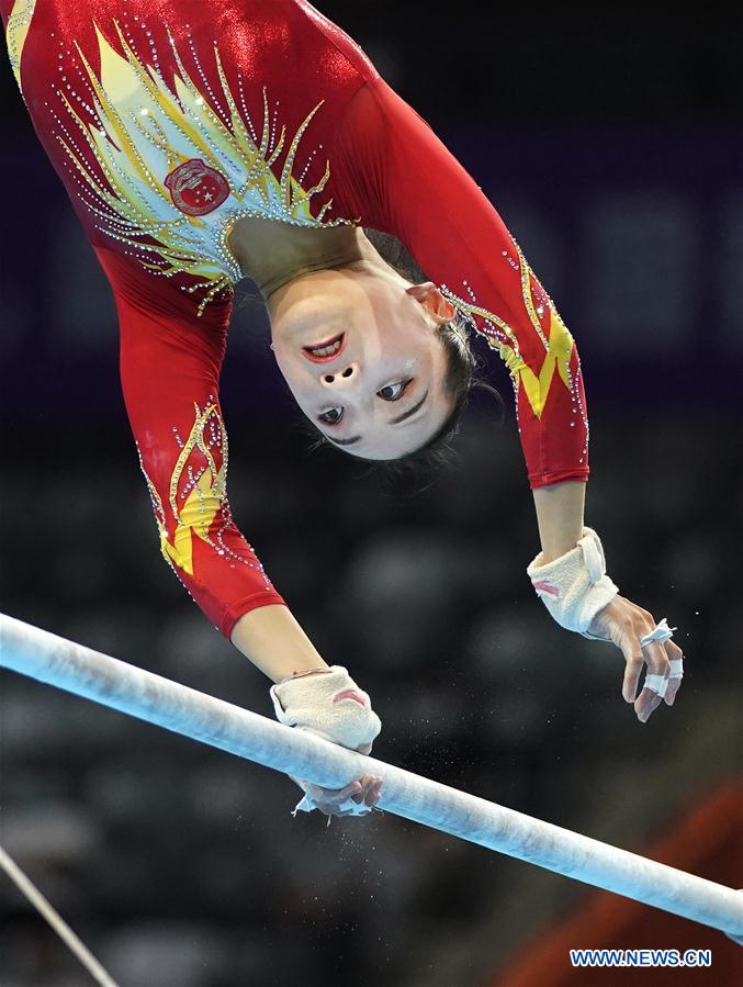 (SP)CHINA-GUANGDONG-ZHAOQING-ARTISTIC GYMNASTICS-CHINESE NATIONAL CHAMPIONSHIPS-UNEVEN BARS FINAL-WOMEN(CN)