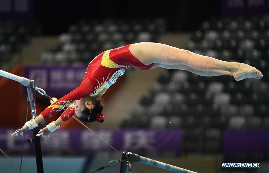 (SP)CHINA-GUANGDONG-ZHAOQING-ARTISTIC GYMNASTICS-CHINESE NATIONAL CHAMPIONSHIPS-UNEVEN BARS FINAL-WOMEN(CN)