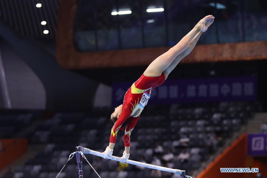 (SP)CHINA-GUANGDONG-ZHAOQING-ARTISTIC GYMNASTICS-CHINESE NATIONAL CHAMPIONSHIPS-UNEVEN BARS FINAL-WOMEN(CN)