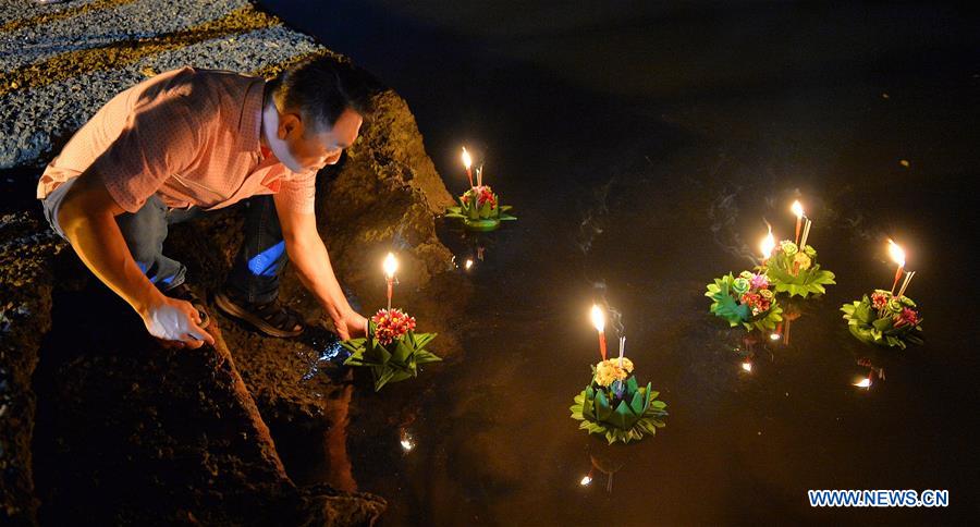 thailand"s traditional loy krathong festival celebrated in