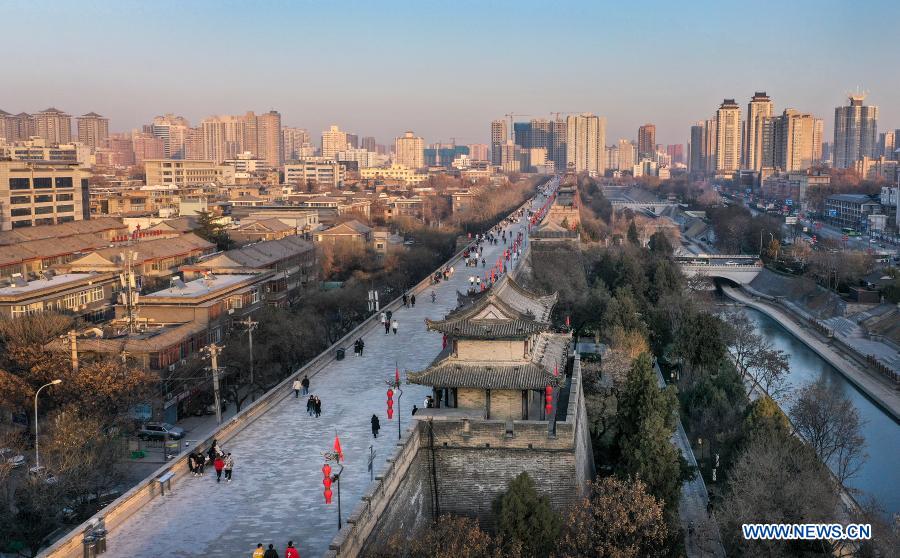 sunset scenery of dayan pagoda in xi"an