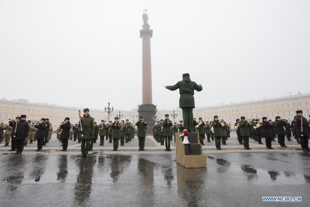 Victory Day parade rehearsal held in St. Petersburg, Russia Xinhua