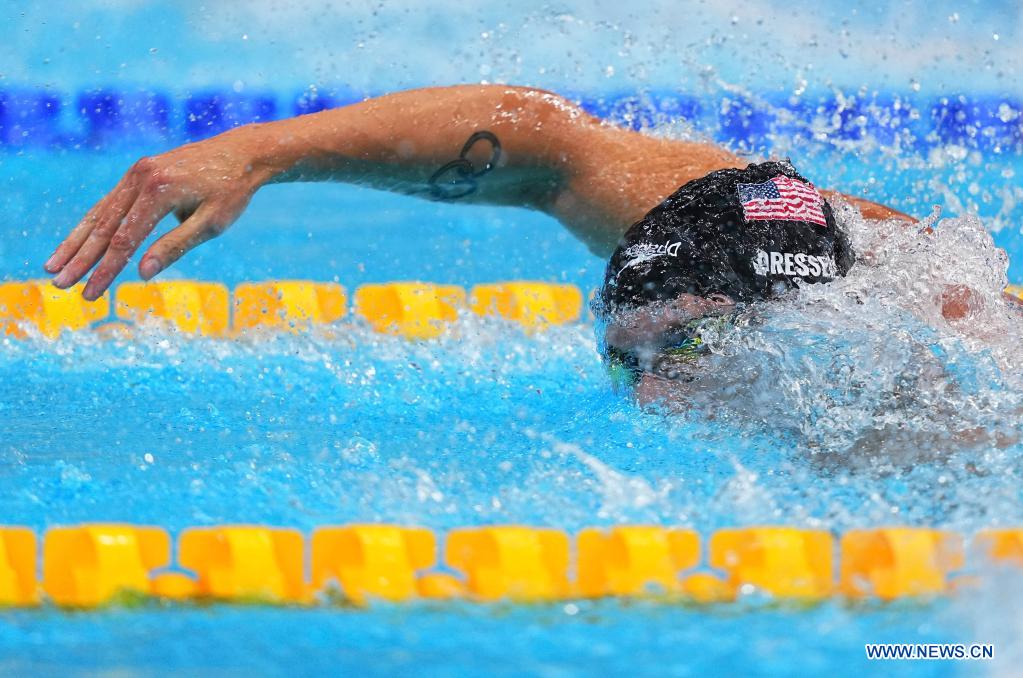 US swimmer Dressel wins men's 100m freestyle at Tokyo Olympics Xinhua