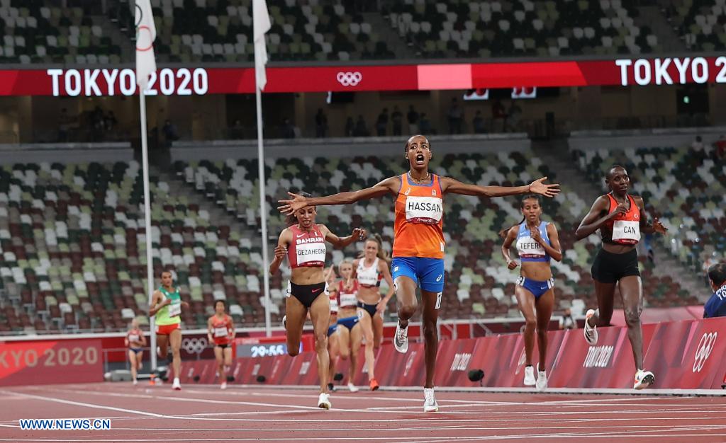 Dutch runner Hassan bags second gold at Tokyo Olympics in women's 10,000m -  Xinhua