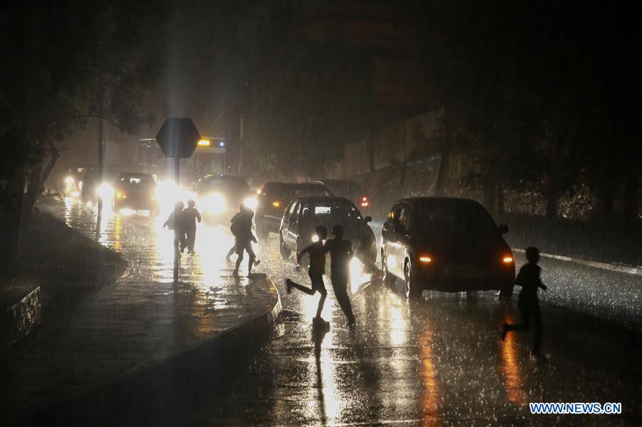 heavy rainfall at night