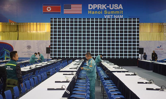 In pics: media center of DPRK-USA summit in Hanoi, Vietnam
