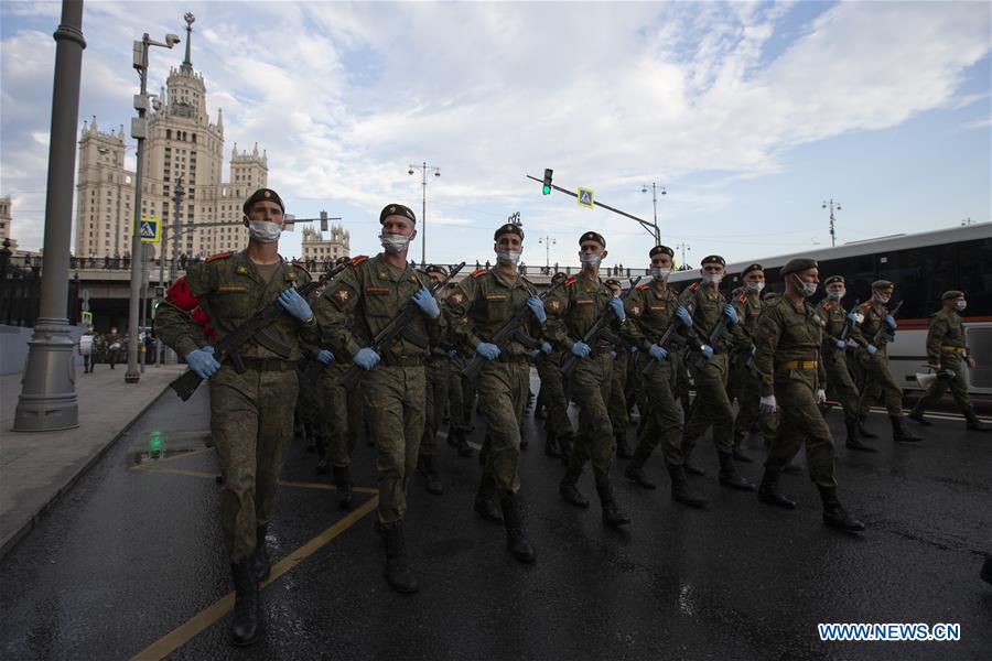 rehearsal for victory day military parade held in