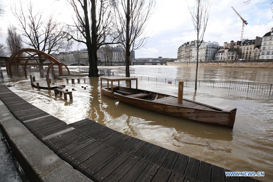 the banks of the seine river are seen flooded after continuous