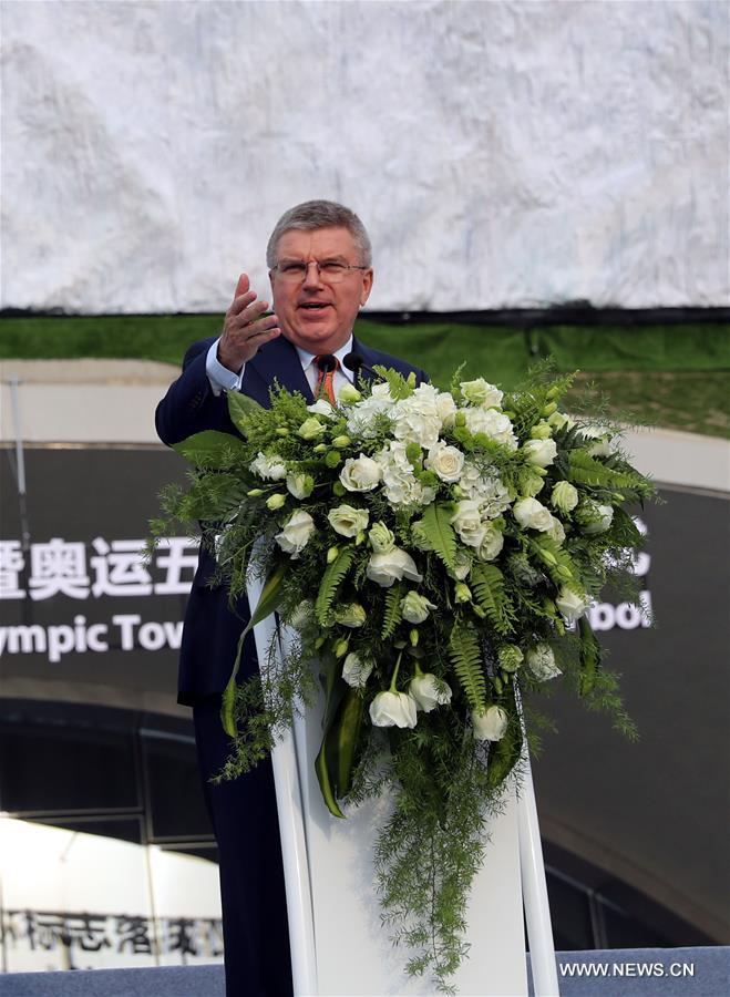 International Olympic Committee President Thomas Bach delivers a speech during the opening ceremony of the Beijing Olympic Tower in Beijing, capital of China, on June 12, 2016