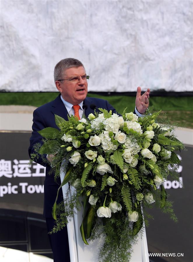 International Olympic Committee President Thomas Bach delivers a speech during the opening ceremony of the Beijing Olympic Tower in Beijing, capital of China, on June 12, 2016