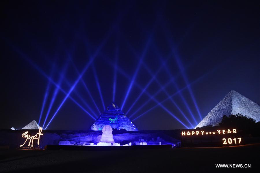 EGYPT-GIZA PYRAMIDS-NEW YEAR-CELEBRATION