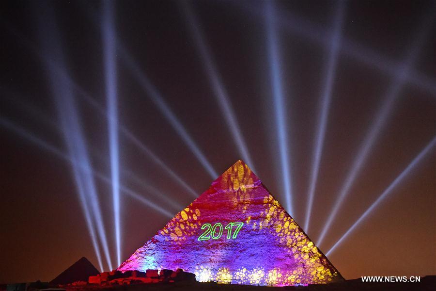 EGYPT-GIZA PYRAMIDS-NEW YEAR-CELEBRATION