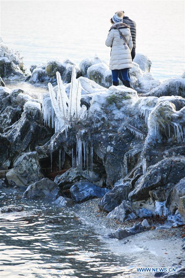 SWITZERLAND-GENEVA-LAKE LEMAN-ICICLES