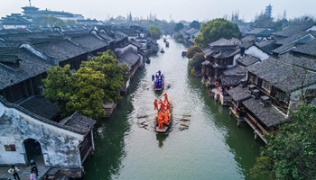 Boat competition held to celebrate Sanyuesan Festival in E China