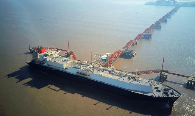 200th liquefied natural gas boat greeted in E China's Yangkou Harbor