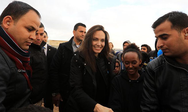 UNHCR special envoy Angelina Jolie visits Zaatari refugee camp in Jordan