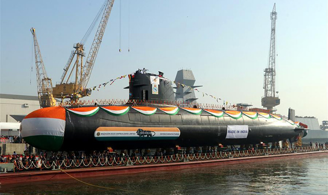 India launches 3rd Scorpene-class submarine