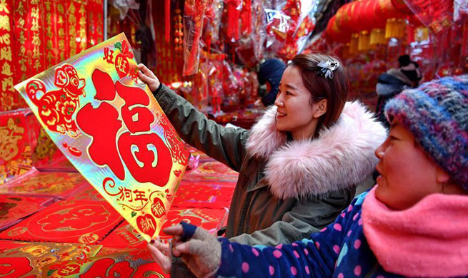 Market in N China embraces brisk trade before spring festival