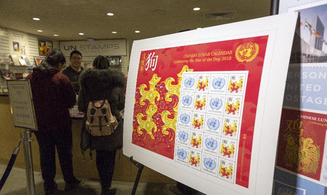 Feature: Dog stamps bring UN headquarters a touch of Chinese New Year