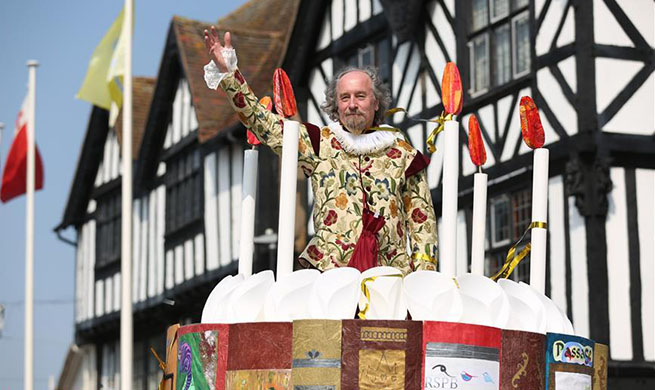 William Shakespeare's 454th birthday marked in Stratford-upon-Avon, Britain
