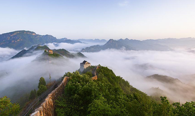 Sea of clouds shrouds Huangyaguan section of Great Wall in north China