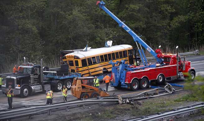 2 killed, dozens others injured in school bus crash with dump truck on U.S. New Jersey highway
