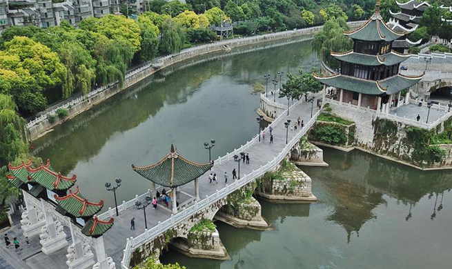 Aerial view of Guiyang, capital city of SW China's Guizhou