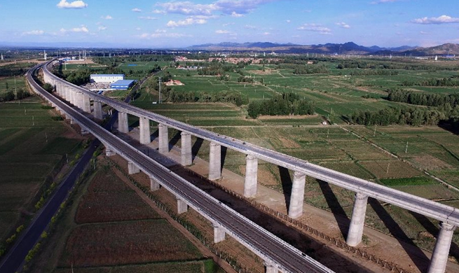 Datong-Zhangjiakou high-speed railway under construction in N China's Hebei