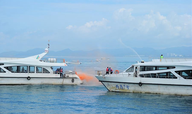Emergency drill on securing marine transportation held in south China's Sanya