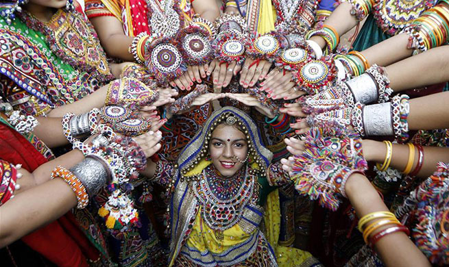 Garba dance performed during rehearsals ahead of Navratri festival in India