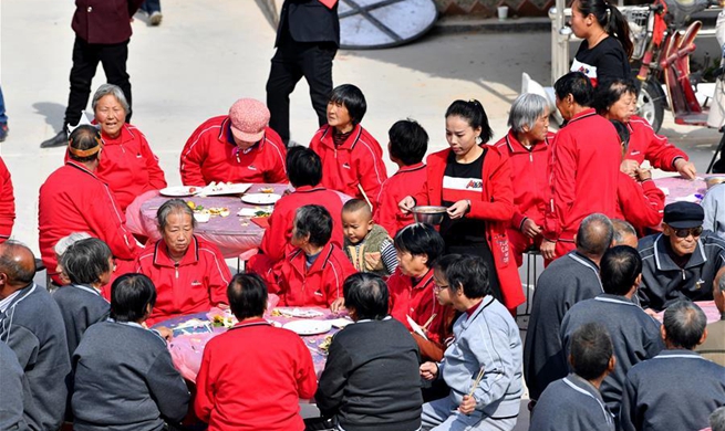 Seniors celebrate Chongyang Festival, poverty alleviation success in village of China's Shanxi
