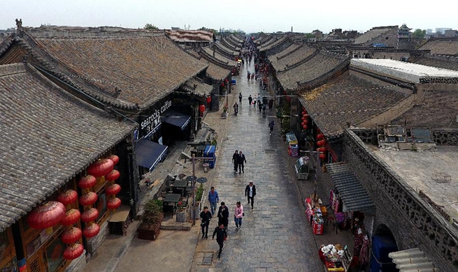 Aerial view of Pingyao, UNESCO World Cultural Heritage site in China's Shanxi