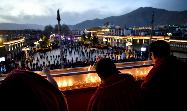 Butter Lamp Festival celebrated in Lhasa, southwest China's Tibet