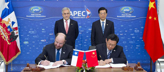 Chinese, Chilean presidents attend signing ceremony on FTA