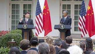 Xi, Obama attend press conference in Washington D.C.