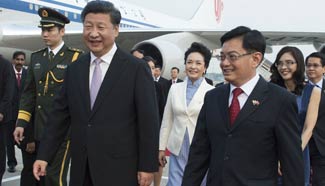 Chinese president meets Singapore leader