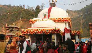 Devotees offer prayers at Doleshwor Mahadev temple
