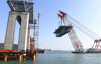 Pingtan cross-strait expressway-railway bridge under construction in SE China