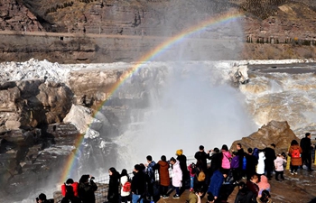 Spectacular scenery of Hukou Waterfall in north China's Shanxi